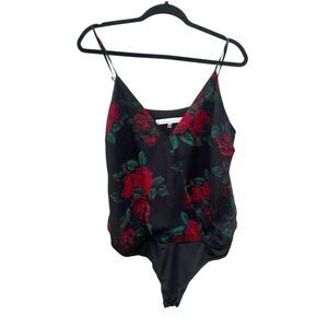 Lovers + Friends Floral Print Bodysuit Size Large Faux Wrap Sleeveless Fairygoth